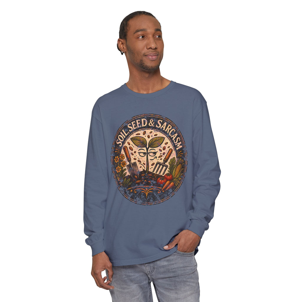 SOIL, SEED & SARCASM - Brand Logo  -  Grunge effect Long sleeve T-shirt