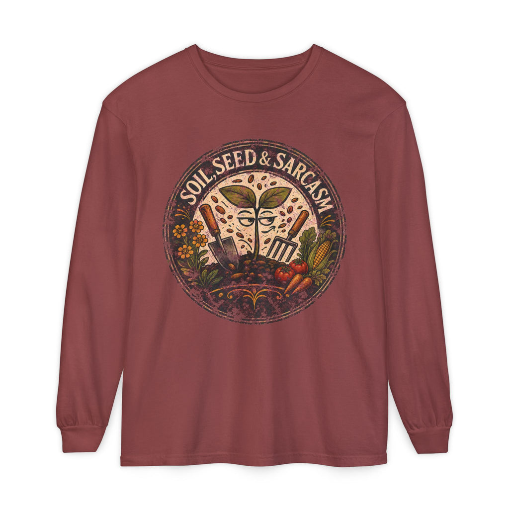 SOIL, SEED & SARCASM - Brand Logo  -  Grunge effect Long sleeve T-shirt