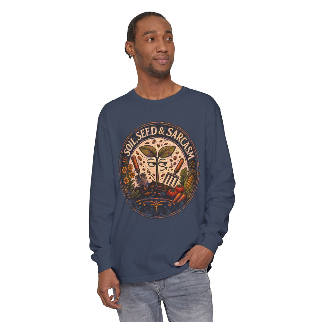 SOIL, SEED & SARCASM - Brand Logo  -  Grunge effect Long sleeve T-shirt