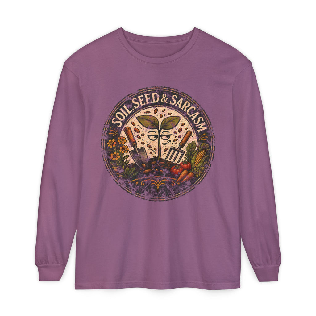 SOIL, SEED & SARCASM - Brand Logo  -  Grunge effect Long sleeve T-shirt