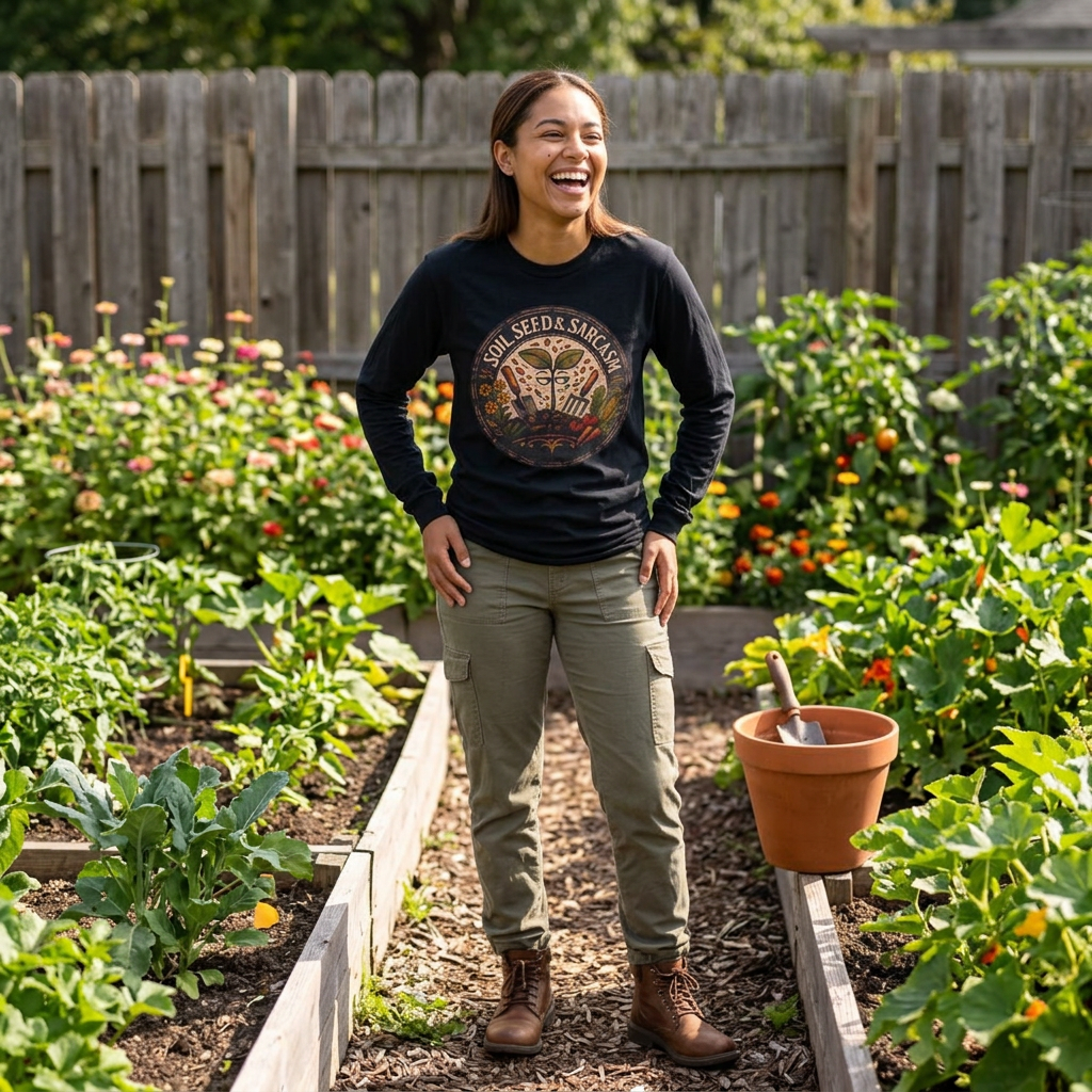 SOIL, SEED & SARCASM - Brand Logo  -  Grunge effect Long sleeve T-shirt