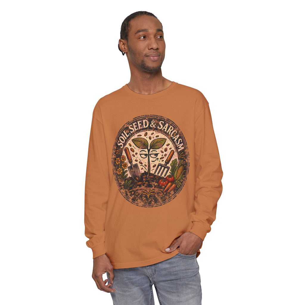 SOIL, SEED & SARCASM - Brand Logo  -  Grunge effect Long sleeve T-shirt