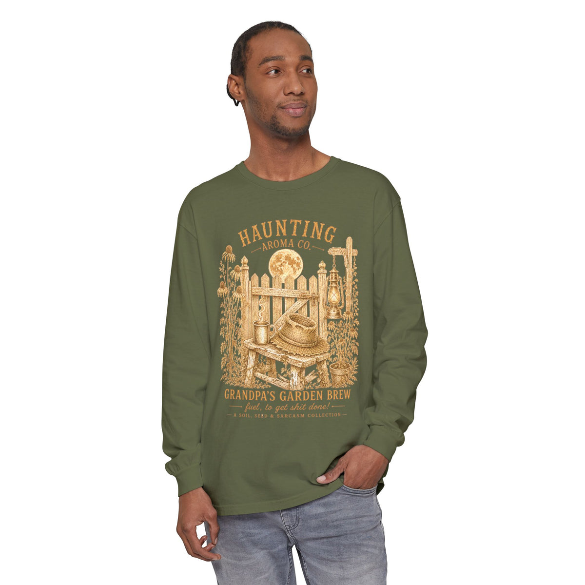 Grandpas Garden Brew - Haunting Aroma Co. Collection - Long sleeve T-shirt