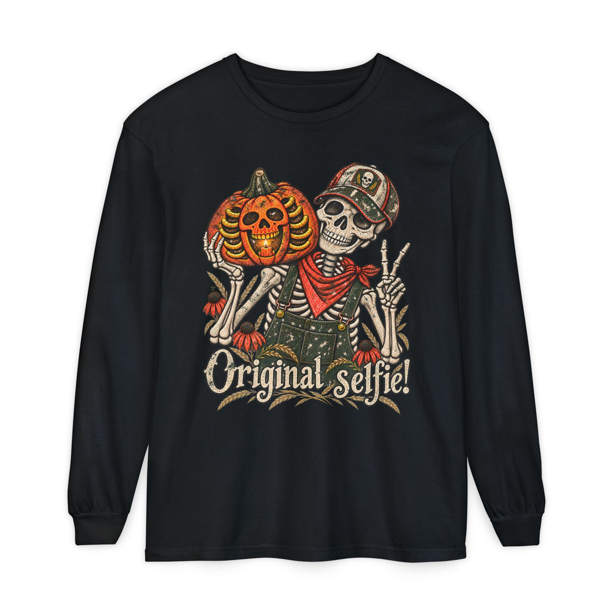 Original Selfie  Ball Cap Grunge - Long sleeve T-shirt  - Autumn Fun Collection